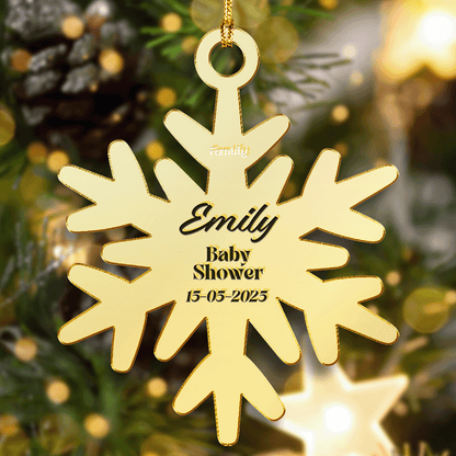 Personalized Mirrored Acrylic Snowflake Ornament - Christmas Baby Shower Gift
