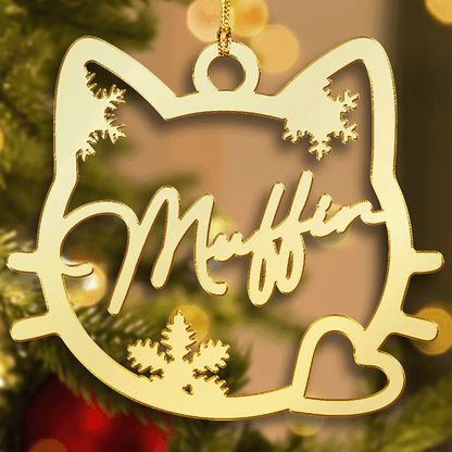 Personalized Pet's Name Mirrored Acrylic Cat For Lover Ornament