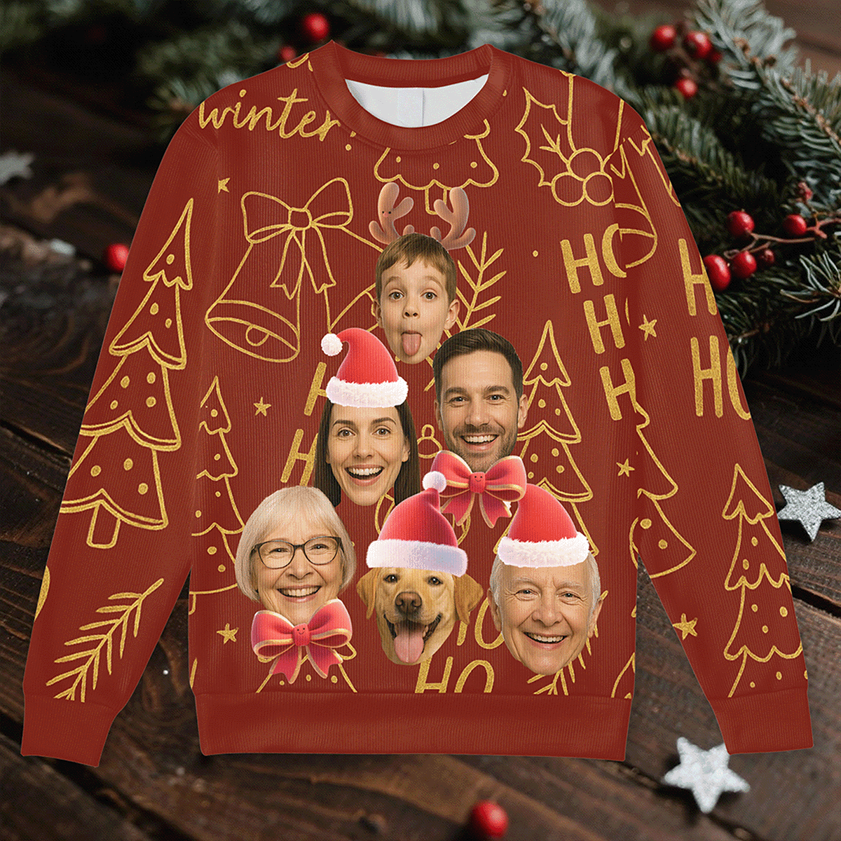 Personalized Your Family Face Ugly Christmas Sweater