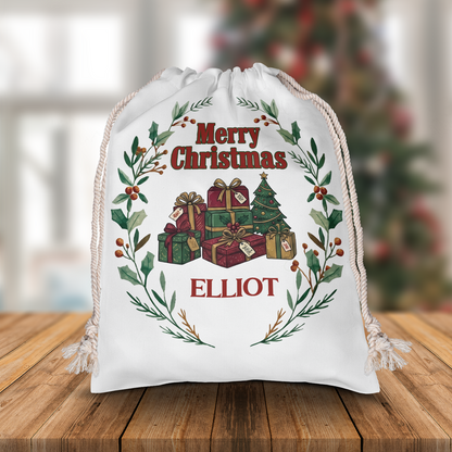Personalized Merry Christmas Gift Box Christmas Sack with Custom Name