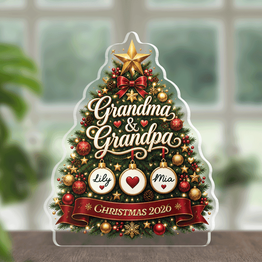 Personalized Christmas Tree for Grandpa & Grandma Acrylic Plaque with Custom Name