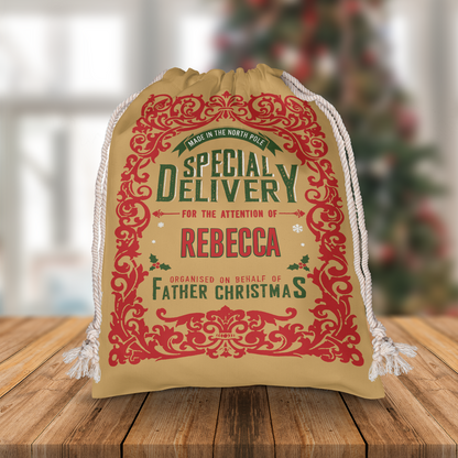 Personalized Special Delivery for the Attention of Christmas Sack with Custom Name