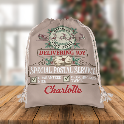 Personalized Delivering Joy Christmas Sack with Custom Name