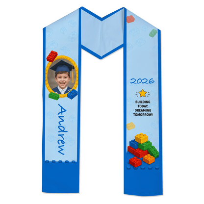 Personalized Building Today Dreaming Tomorrow Kid Graduation Stole – Custom Name