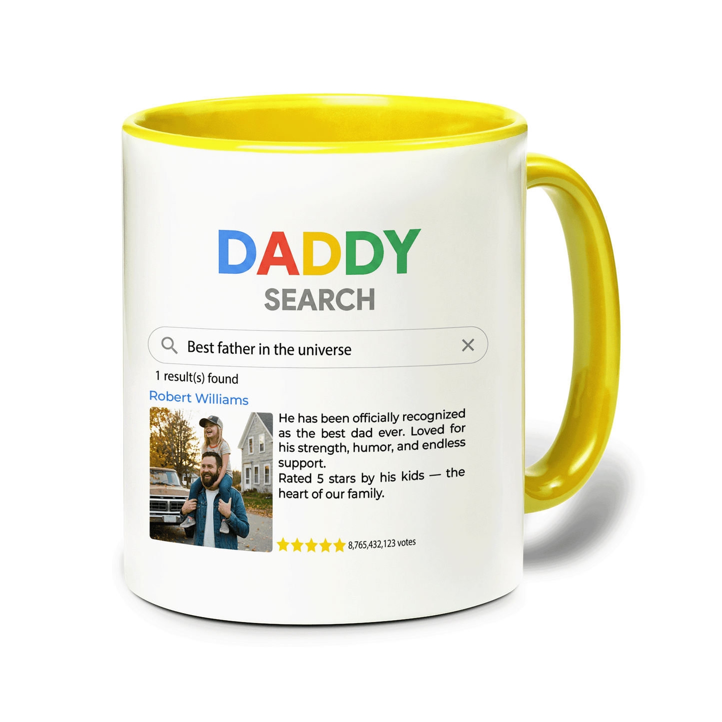 Personalized Daddy Shark Accent Mug – Custom Name Coffee Mug for Dad