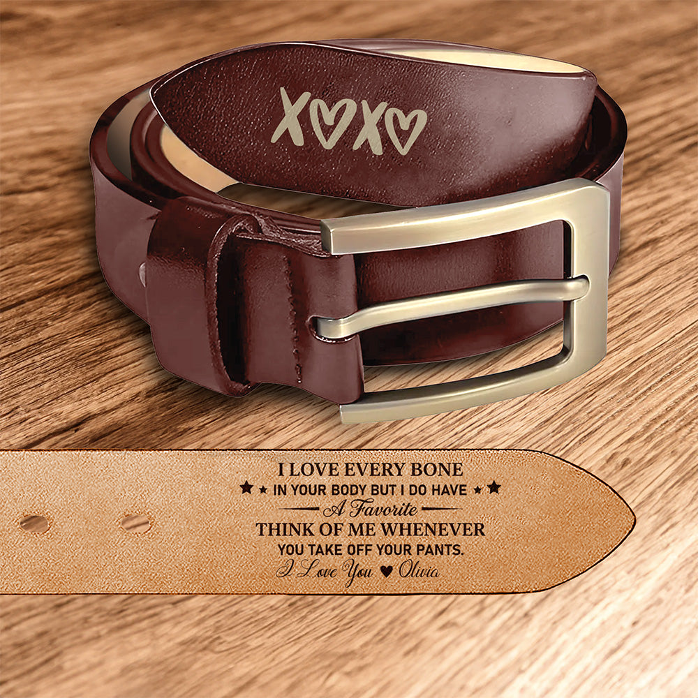 Love Every Inch of You – Passionate Gift for Husband – Personalized Engraved Leather Belt