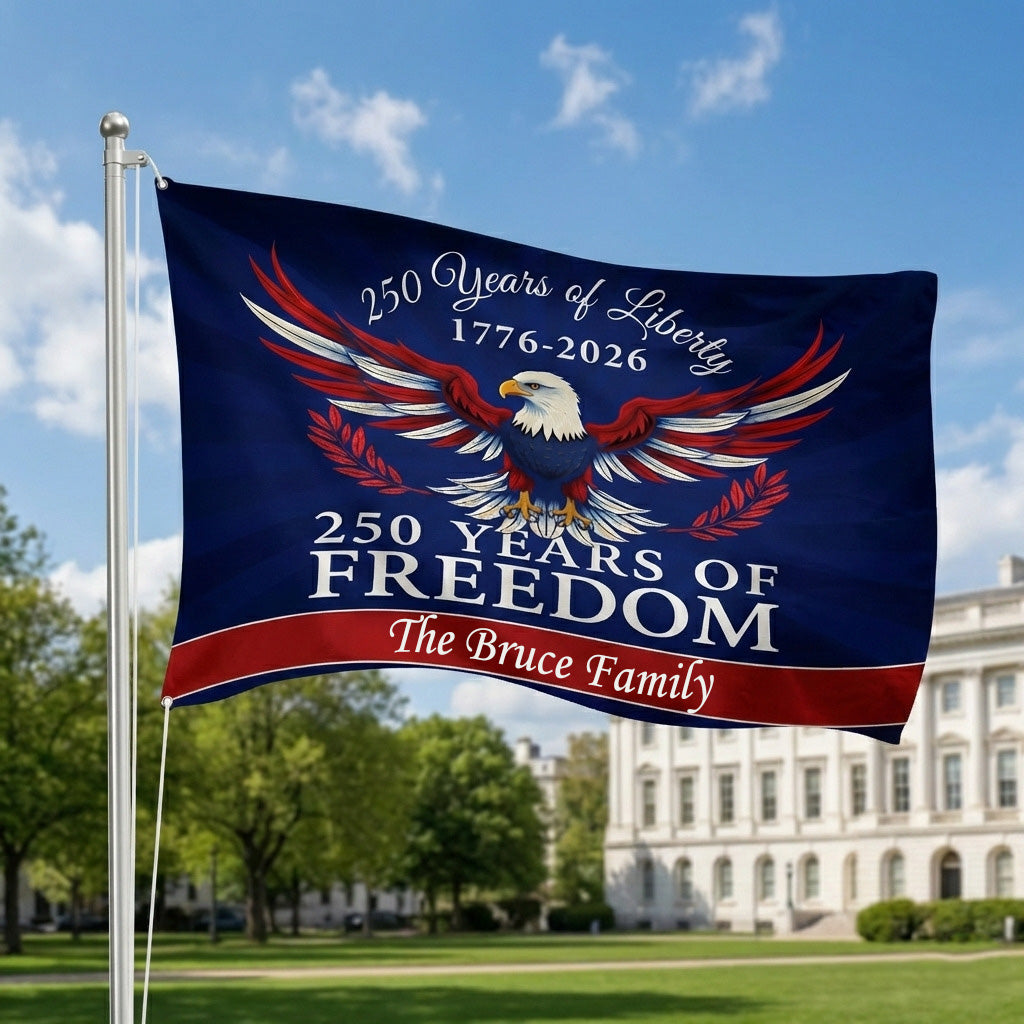 Personalized Family Name 250th Birthday Flag America Anniversary Banner House Flag