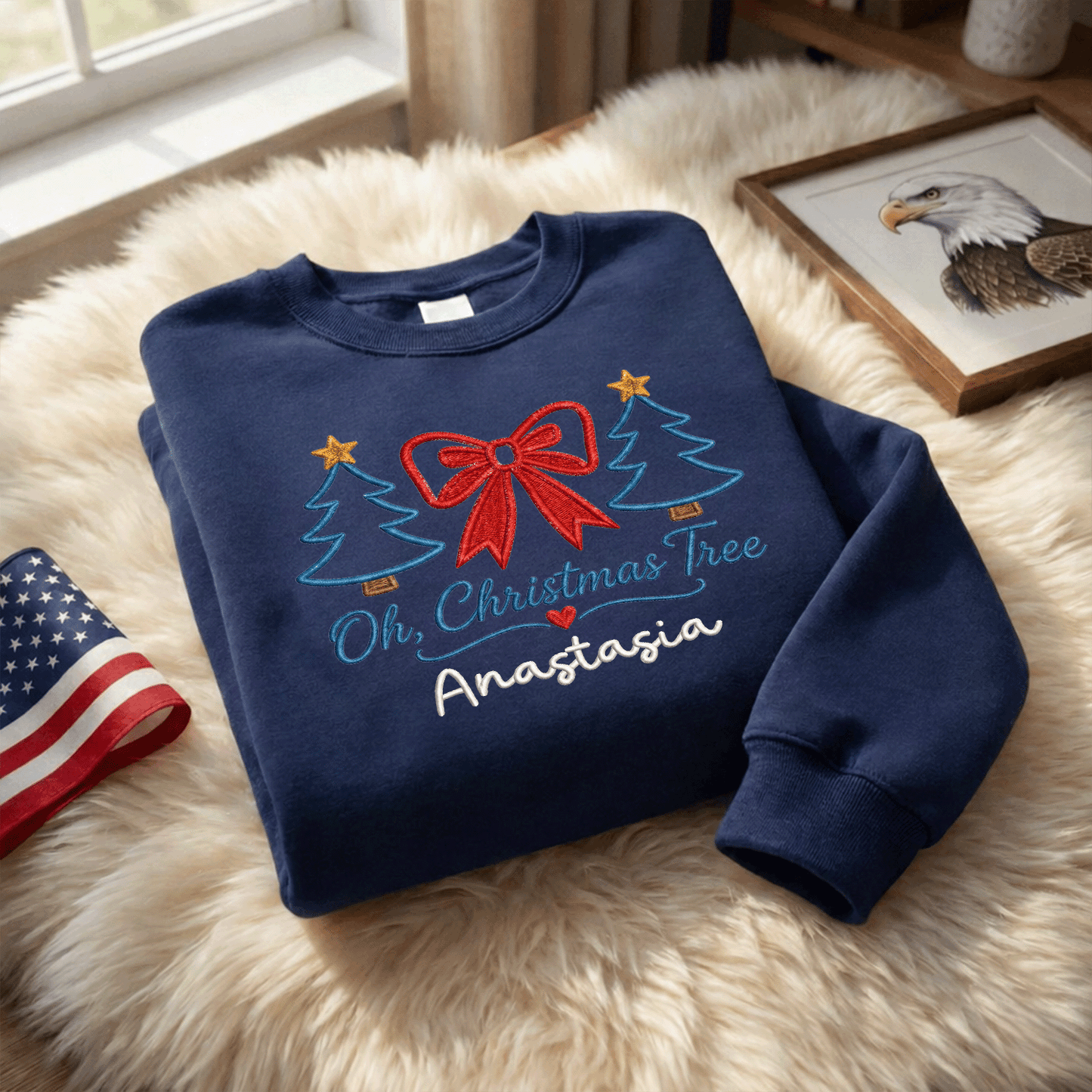 Personalized Embroidered Oh Christmas Tree Sweatshirt with Custom Name