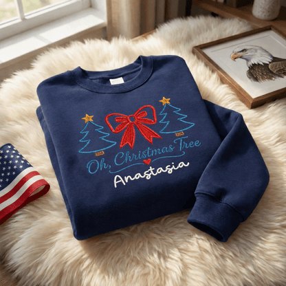 Personalized Embroidered Oh Christmas Tree Sweatshirt with Custom Name