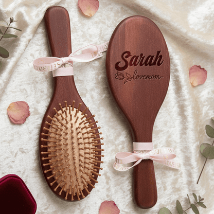 Personalized Engraved Wooden Hair Brush – Meaningful Mother’s Day Gift for Mom