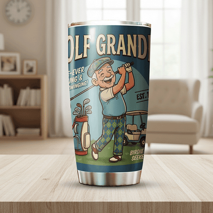 Golf Grandpa 20oz Tumbler – Stainless Steel Travel Mug Gift for Golf Lovers