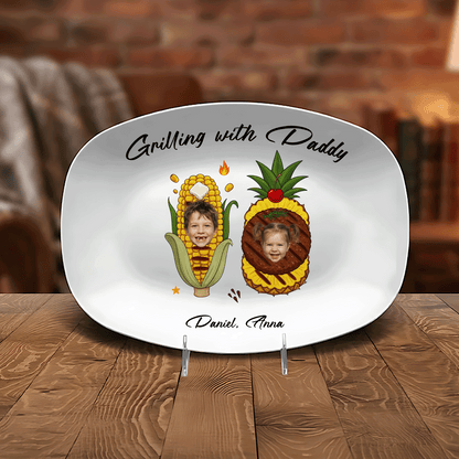 Personalized “Grilling With Daddy” Decorative Plate – Custom Photo BBQ Keepsake