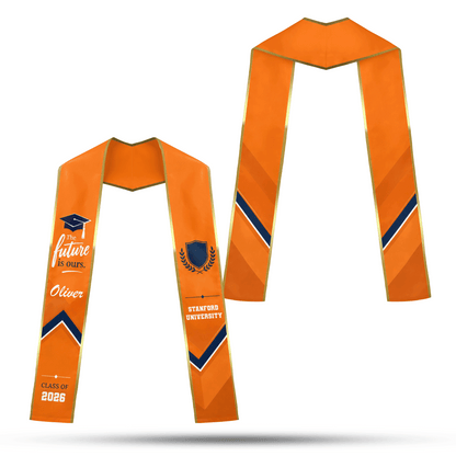Personalized The Future Is Ours Orange Graduation Stole – Custom Photo and Name