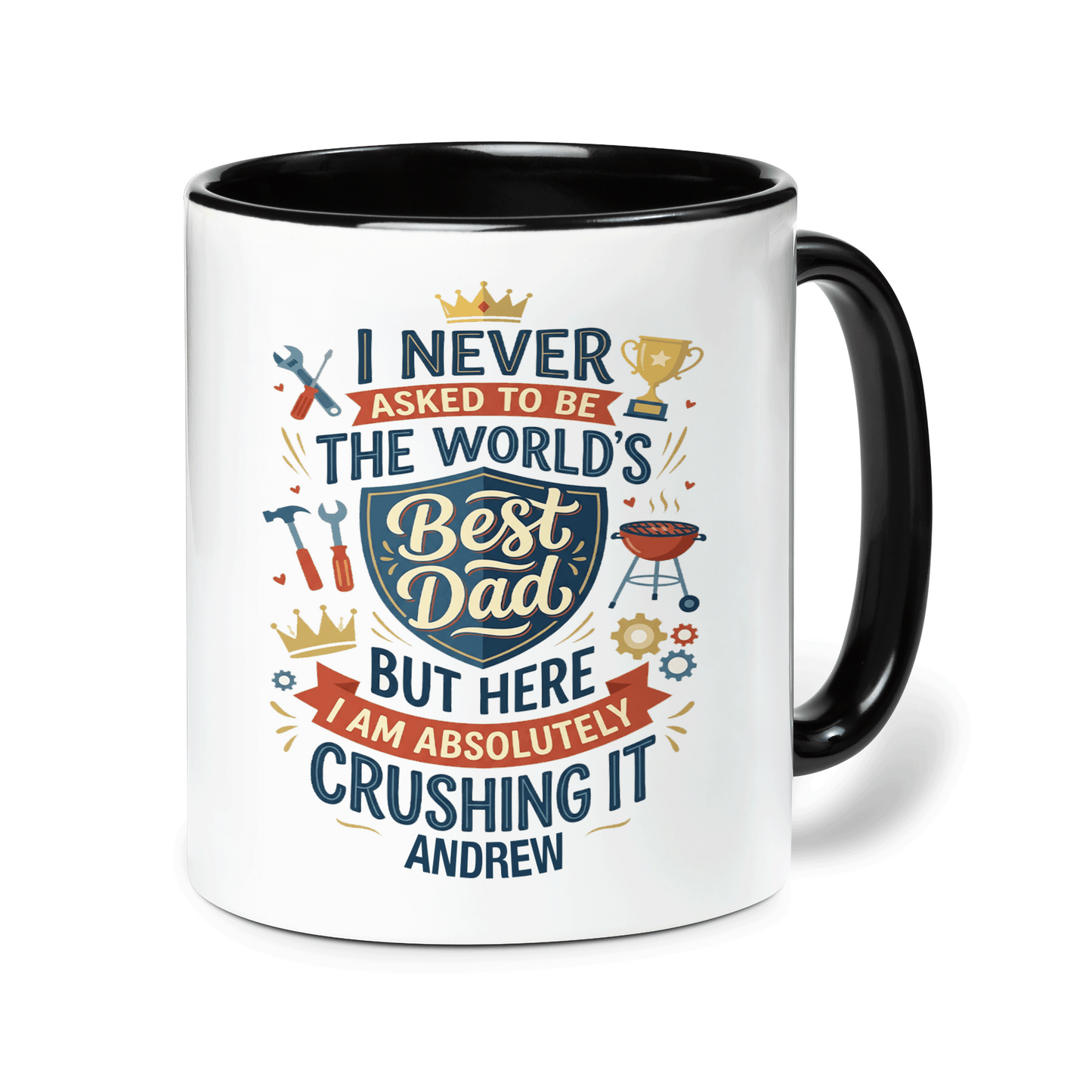 Personalized I Never Asked To Be The World’s Best Dad Accent Mug – Custom Photo Coffee Mug