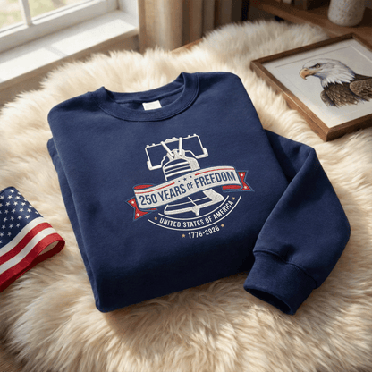 USA 1776-2026 Liberty Bell Patriotic Embroidered Sweatshirt 250th Anniversary Shirt