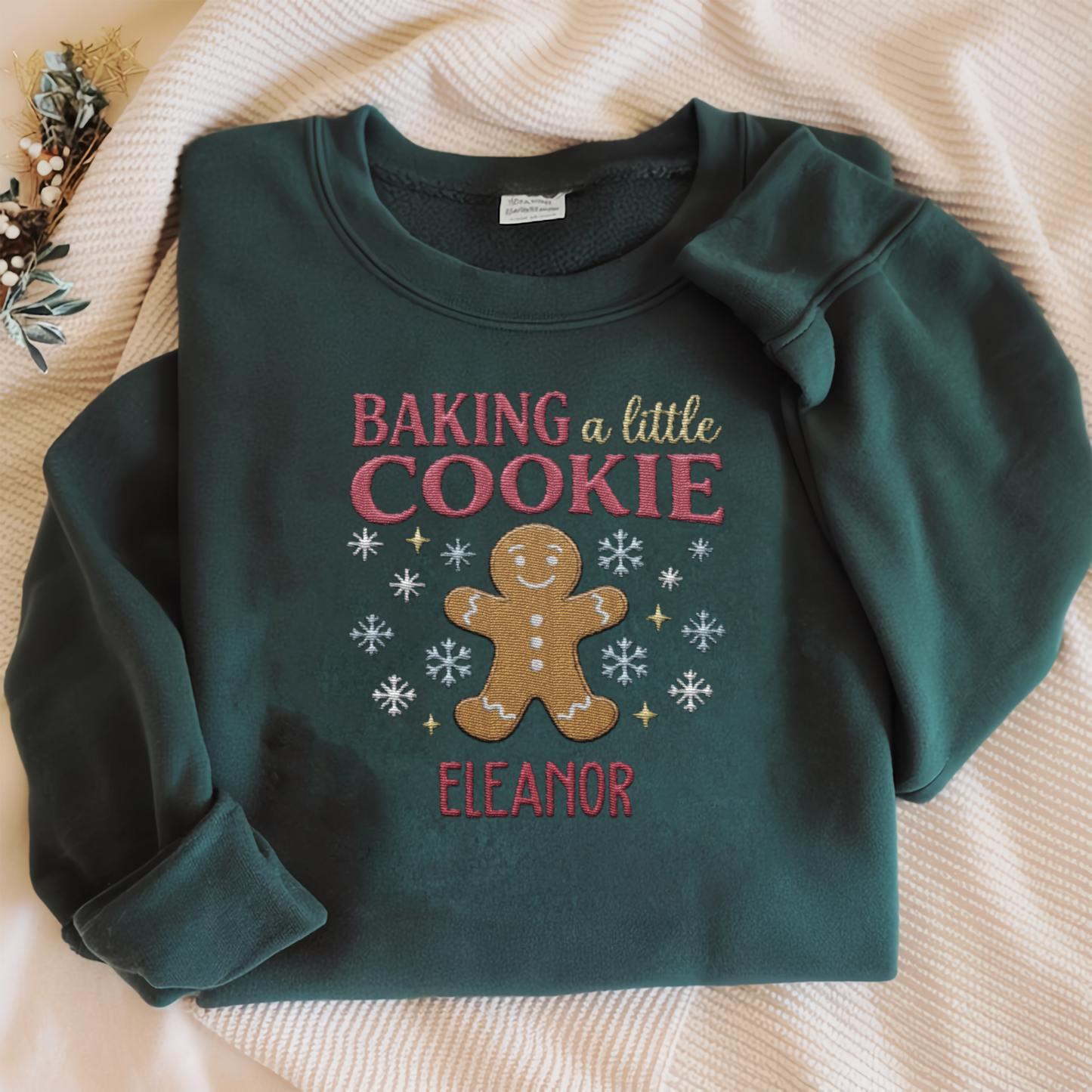 Personalized Embroidered Baking a Little Cookie Sweatshirt with Custom Name