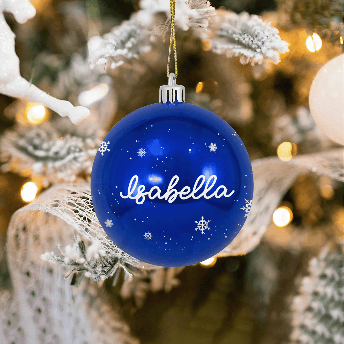 Personalized Name Christmas Ball Ornament - Silver Snowflake Shatterproof Holiday Bauble
