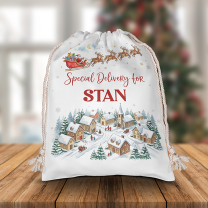Personalized Special Delivery Christmas Sack, Custom Name Santa Gift Bag