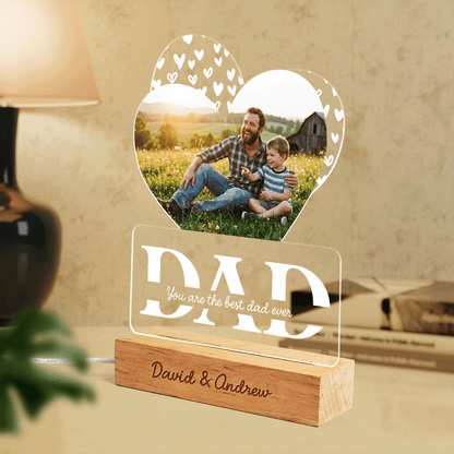 Personalized You Are The Best Dad Ever Photo Night Light – Custom Name LED Acrylic Lamp Gift for Dad