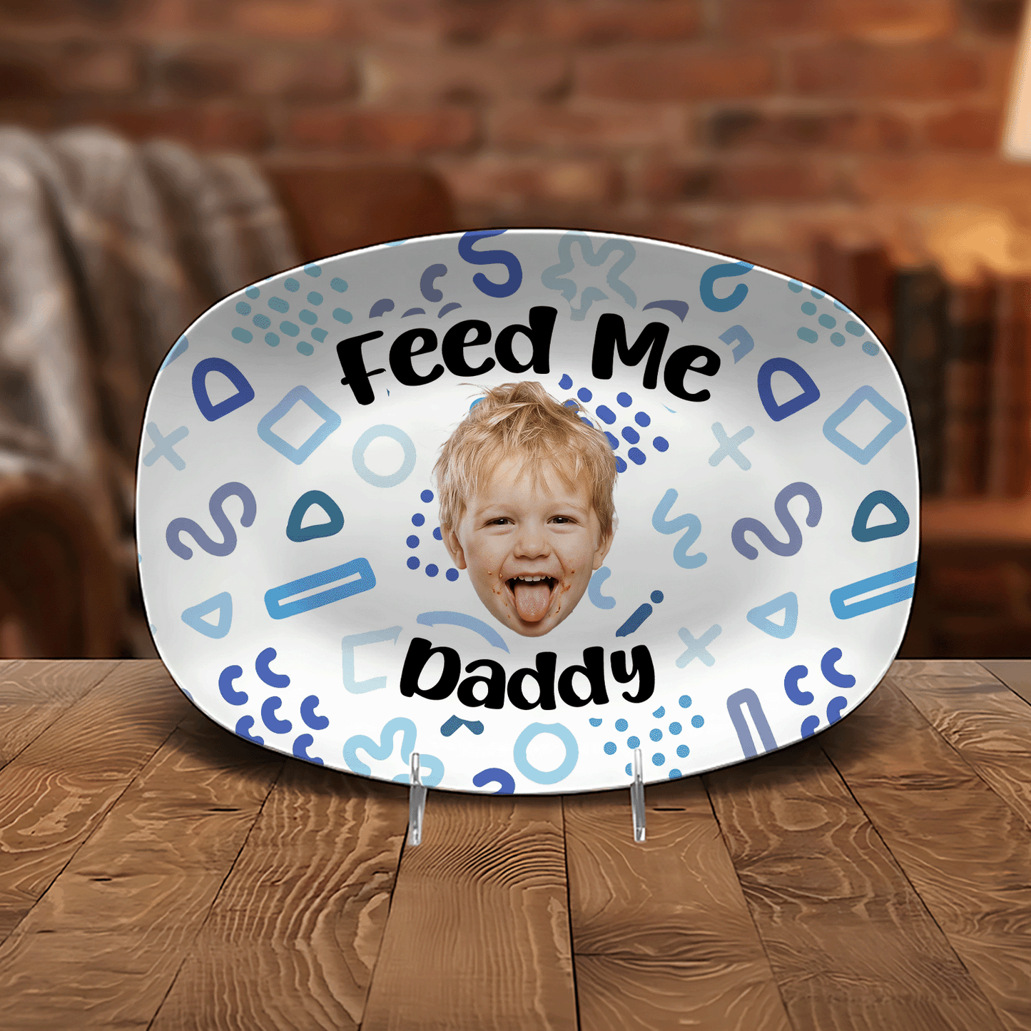 Personalized “Feed Me Daddy” Decorative Plate – Funny BBQ Keepsake for Dad
