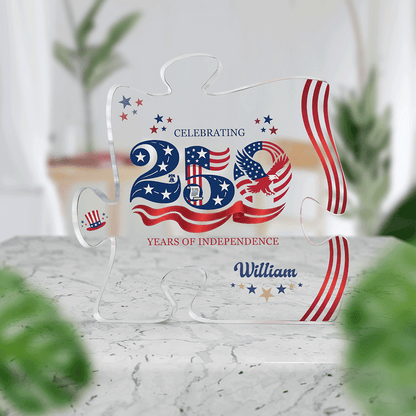 Personalized USA 250th Anniversary Acrylic Plaque – Custom Name Patriotic Keepsake