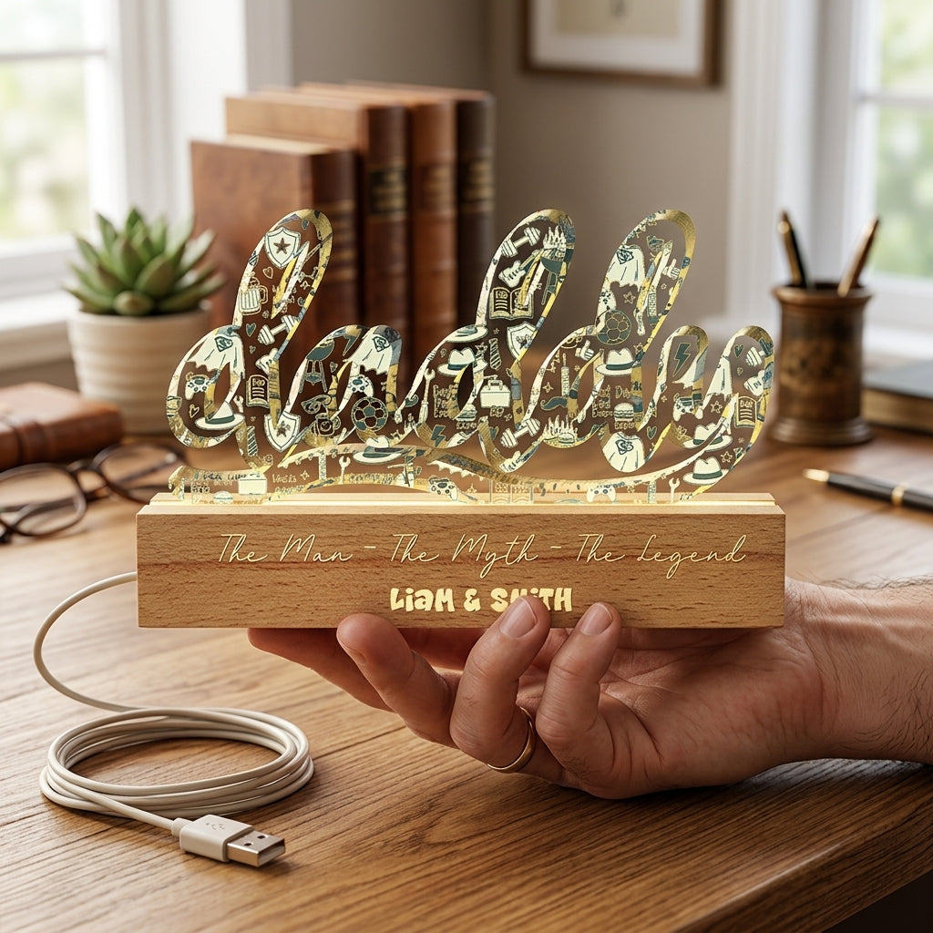 Love You Dad - Personalized Father’s Day Gift for Dad - Acrylic LED Night Light