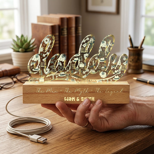Love You Dad - Personalized Father's Day Gift for Dad - Acrylic LED Night Light