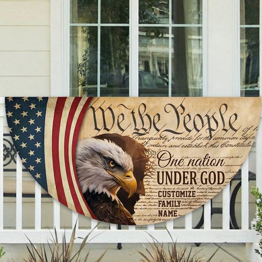 Custom Family Name We The People America Non-Pleated Fan Flag