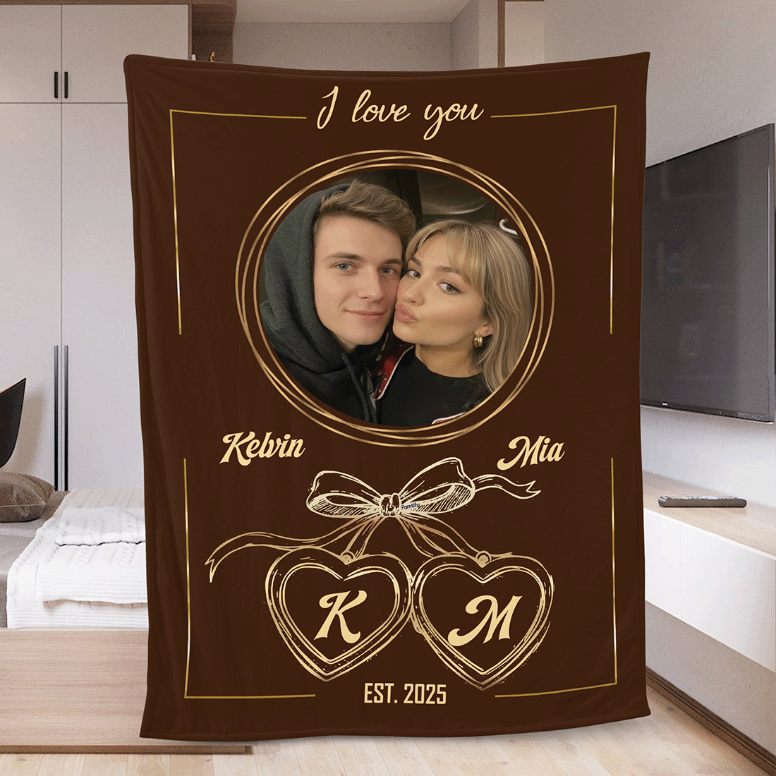 I Love You – Sweet Romantic Gift for Couples – Personalized Photo Blanket