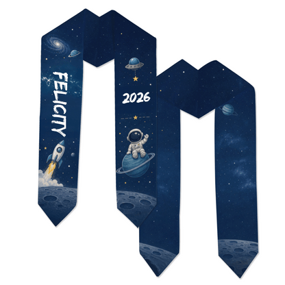 Personalized Astronaut Kid Graduation Stole – Custom Name