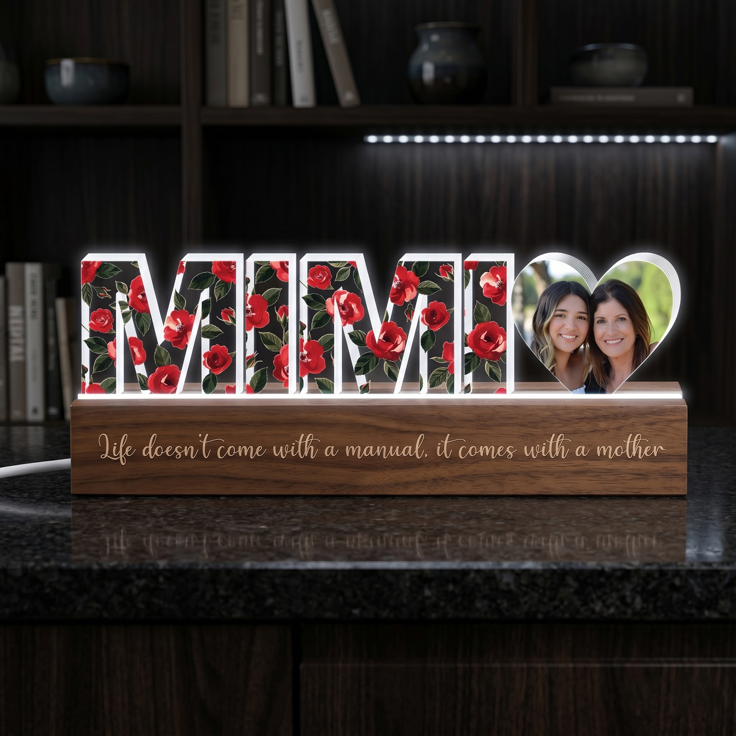 Personalized Floral Name LED Lamp – Mother’s Day Gift for Mom or Grandma – Custom Acrylic Light Keepsake