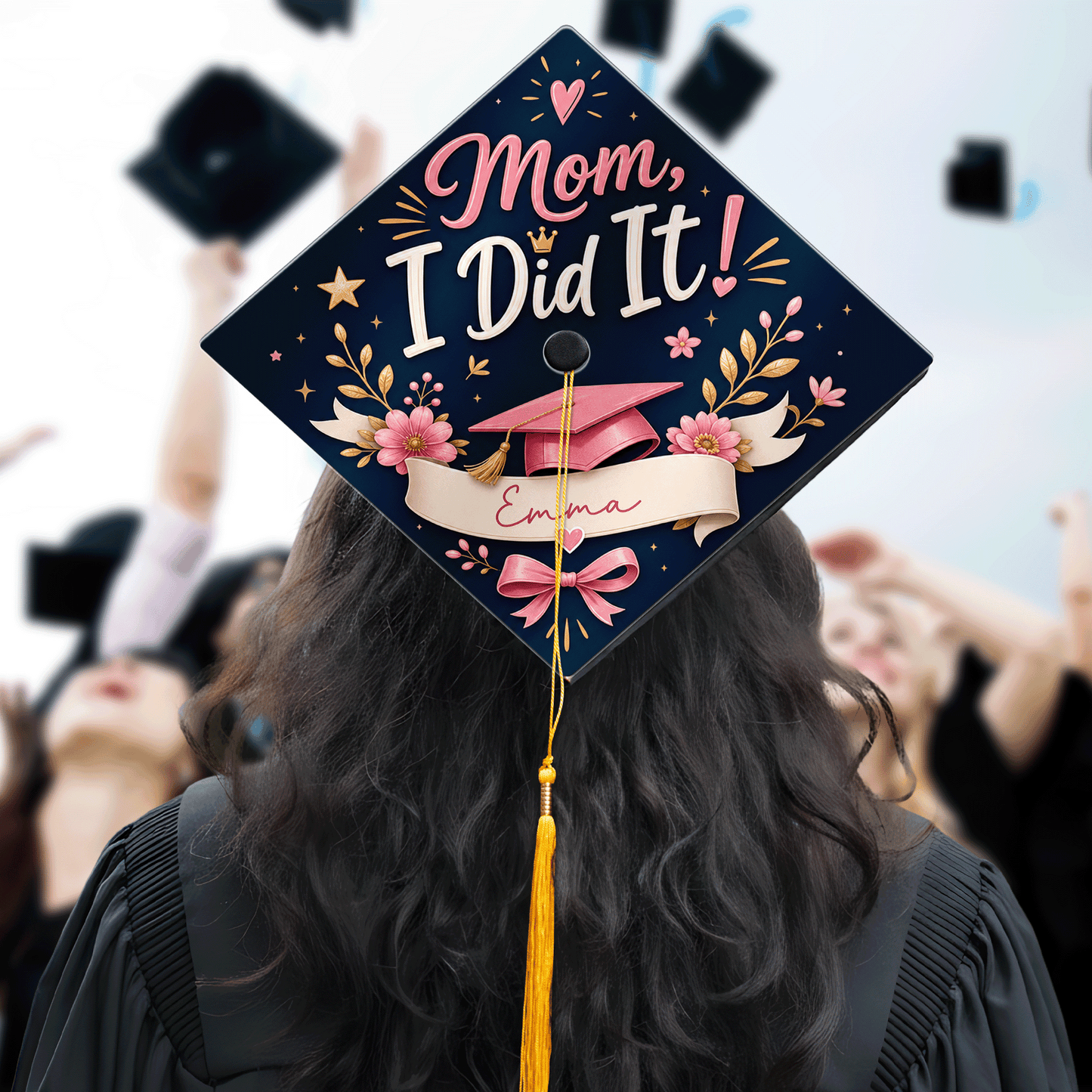 Personalized Mom I Did It Graduation Cap Topper