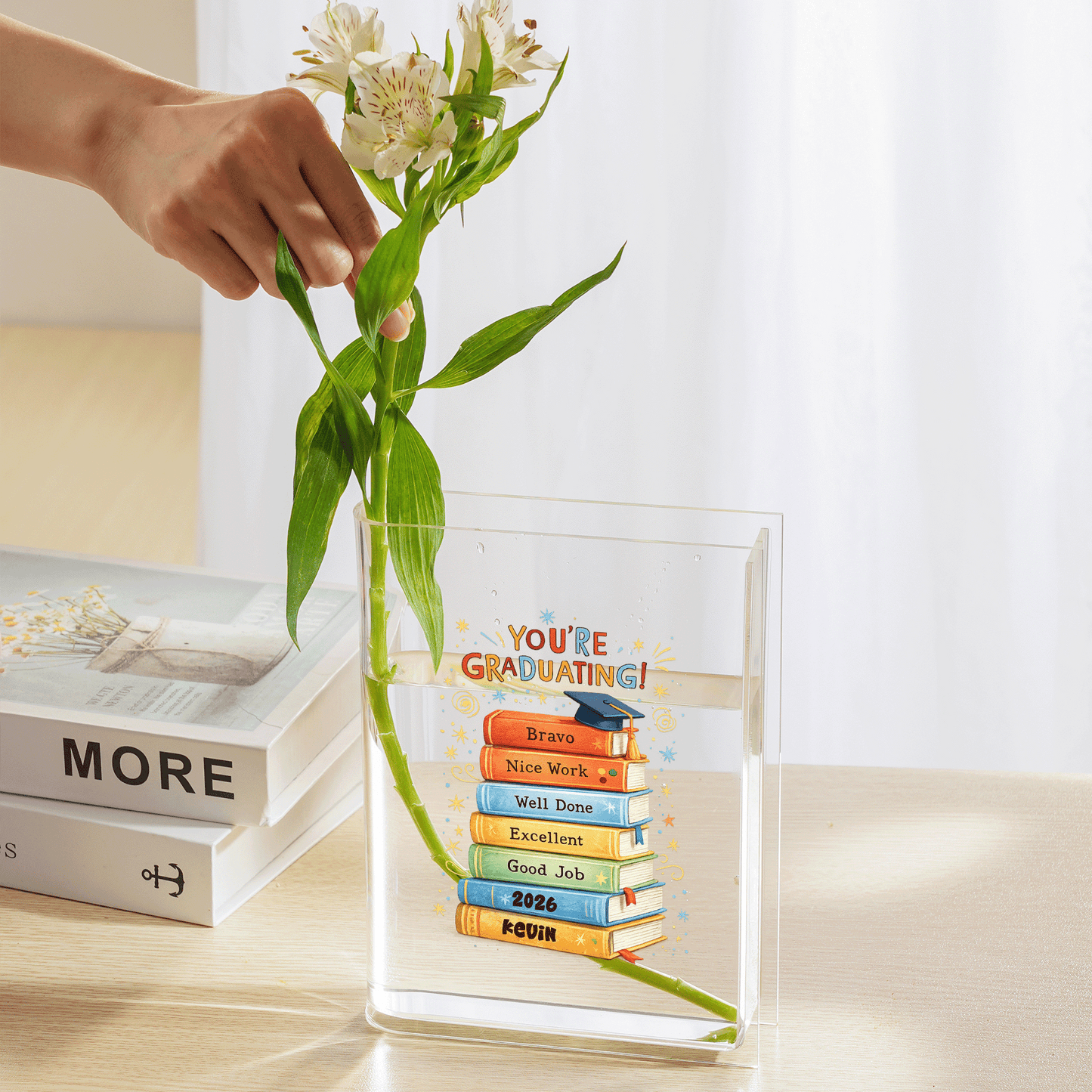 Personalized You're Graduating Acrylic Book Vase with Custom Name