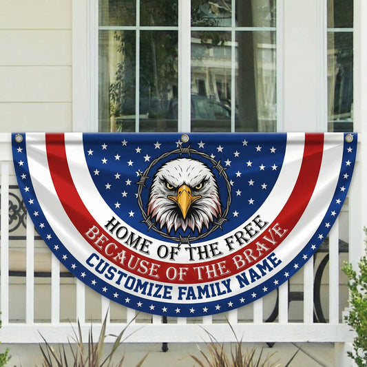 Custom Family Name Home Of The Free Because Of The Brave Non-Pleated Fan Flag