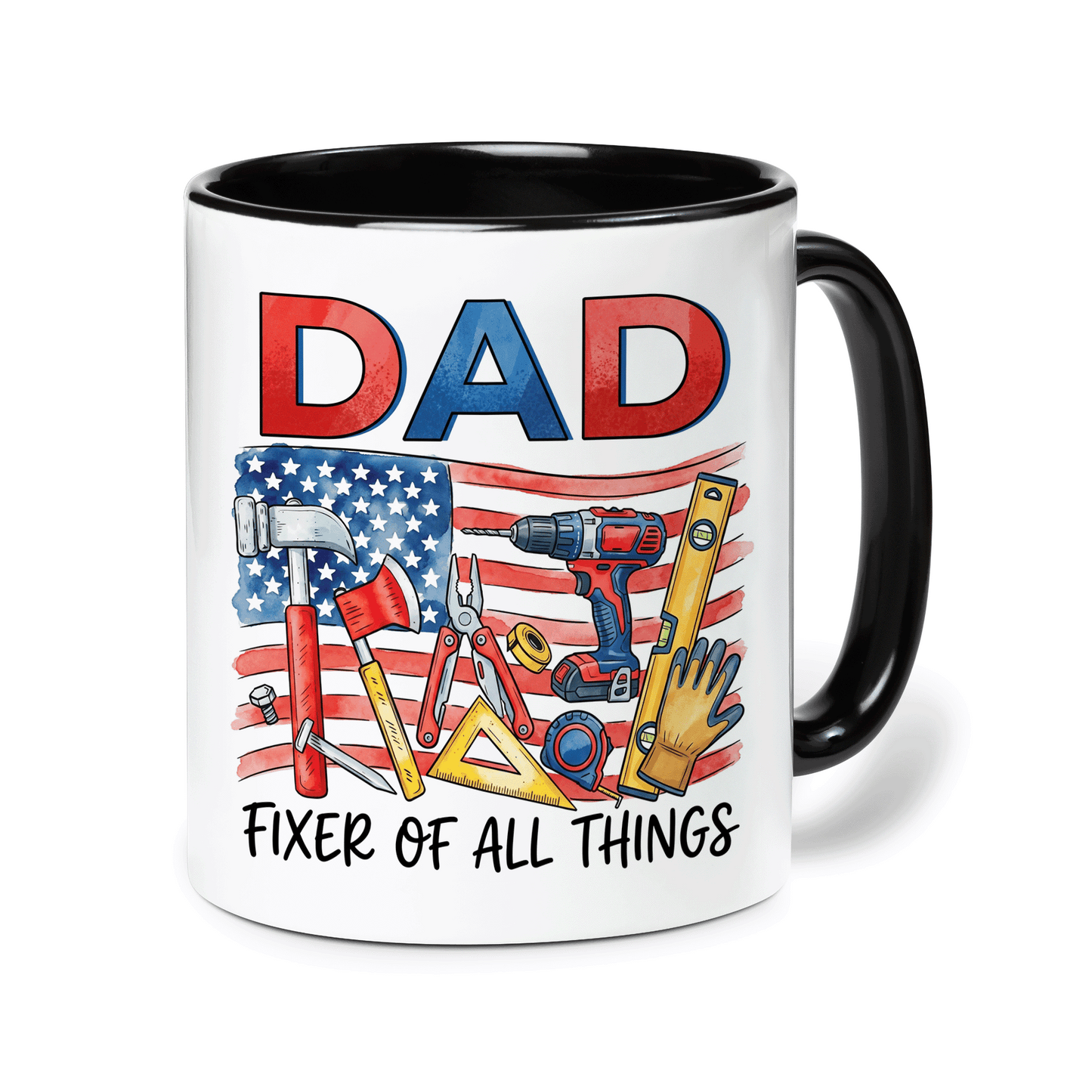 Personalized Dad Fixer Of All Things Accent Mug – Custom Photo Coffee Mug for Dad