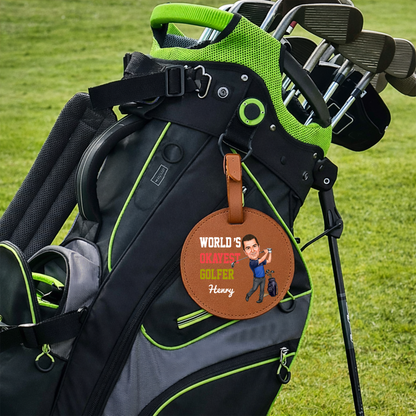 Personalized Leather Golf Bag Tag for Dad – “King of the Green” Custom Gift