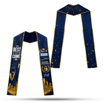 Personalized The Best Is Yet to Come Blue Graduation Stole – Custom Photo and Name