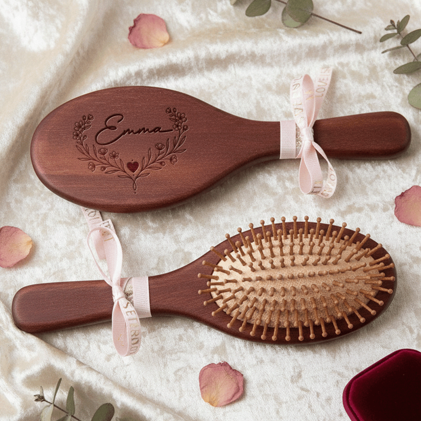 Custom Engraved Wooden Hair Brush & Comb Set – Thoughtful Mother’s Day Gift for Mom