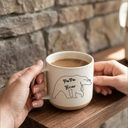 Papa Bear Clay Mug – Father’s Day Gift for Dad, Cute Family Coffee Mug