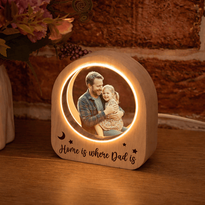 Personalized Round Night Light – “Home Is Where Dad Is” Custom Gift