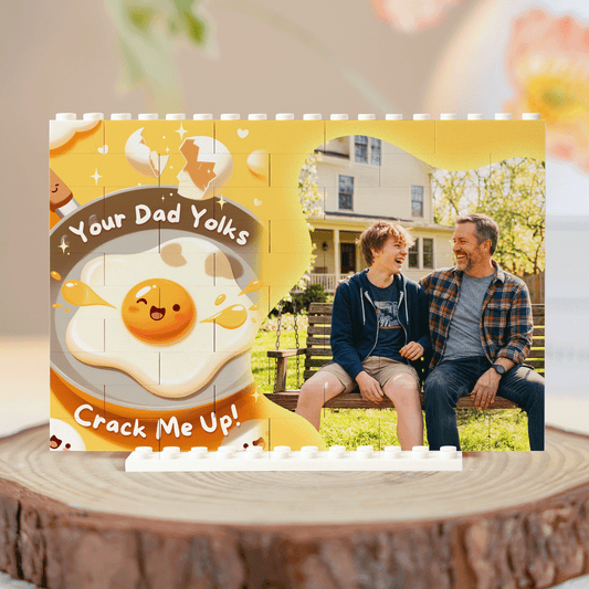 Personalized Rectangle Building Block Desk Decor – Custom Photo “I Love You So Mooo...” Father’s Day Gift