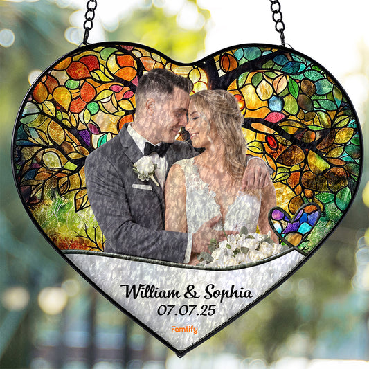 Couple Photo Personalized Stained Glass Suncatcher