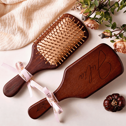 Personalized Wooden Air Cushion Hair Brush - Custom Engraved Natural Wood Massage Brush, Mother’s Day Gift