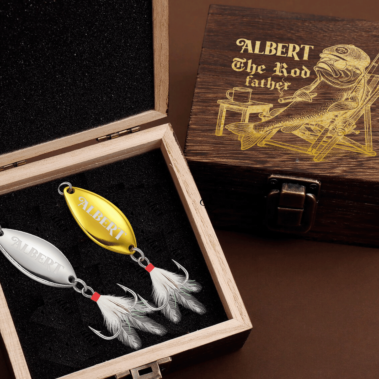 Personalized Fishing Lure & Gift Box for The Rod Father – Custom Name Fishing Gift