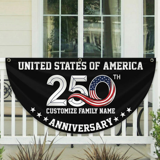 Patriotic 250th Anniversary 1776 2026 United States of America Non-Pleated Fan Flag Black