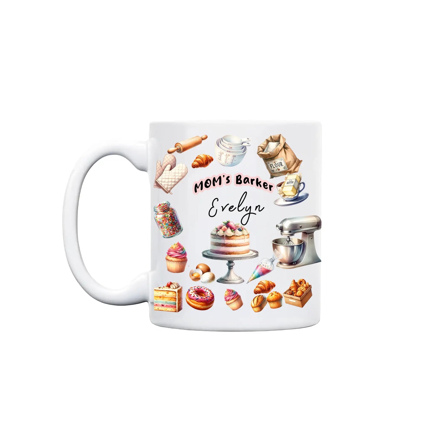 Sweet Kitchen Memories Design – Personalized Baking Mom Mug – Mother’s Day Gift for Mom – Custom Name Baker Mug