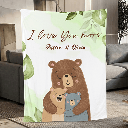 Personalized Mama Bear Sherpa Blanket with Grandchildren Names – Custom Floral Fleece Gift for Mom