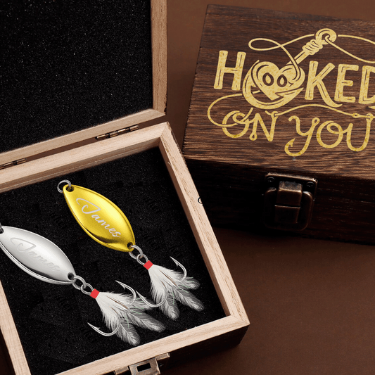 Personalized Engraved Fishing Lure for Dad - "Hooked On You" Custom Name Gift
