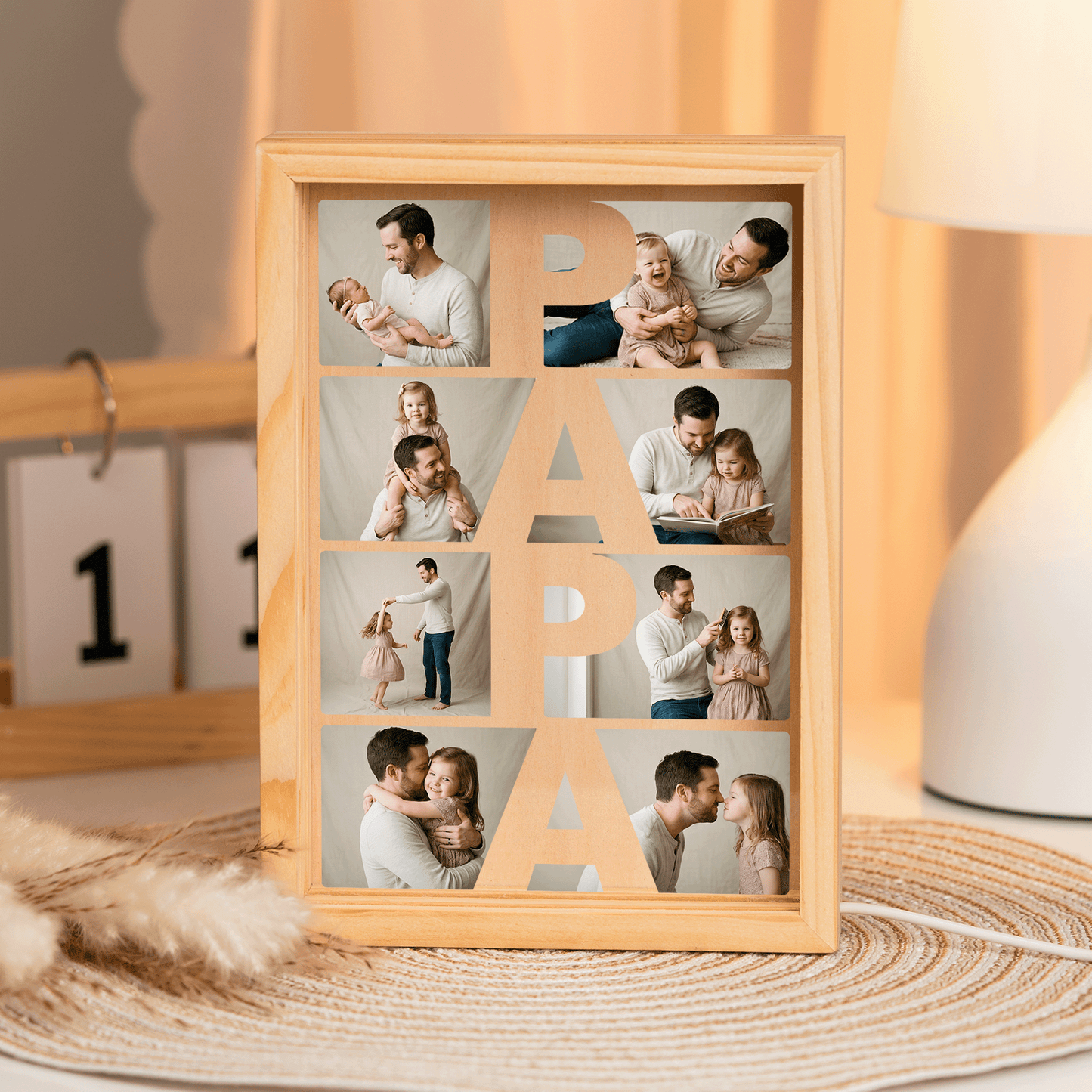 Personalized Papa Photo Frame Light Box – Custom Photo LED Picture Frame Gift for Papa