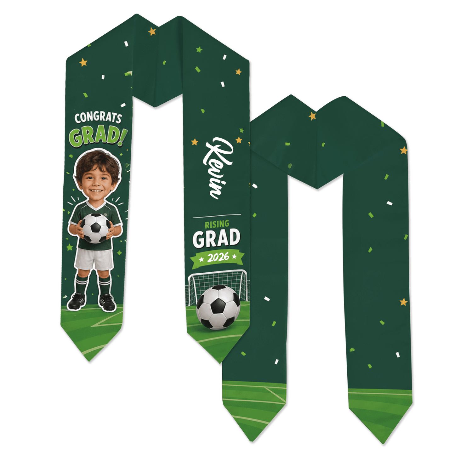 Personalized Soccer Kid Graduation Stole – Custom Photo